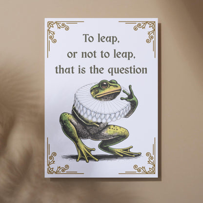 Shakespeare Frog A4 Print, High Quality Wall Art, Home Bar Funny Poster, Quirky Decor, Hamlet Poster, Secret Santa, To Be or Not To Be