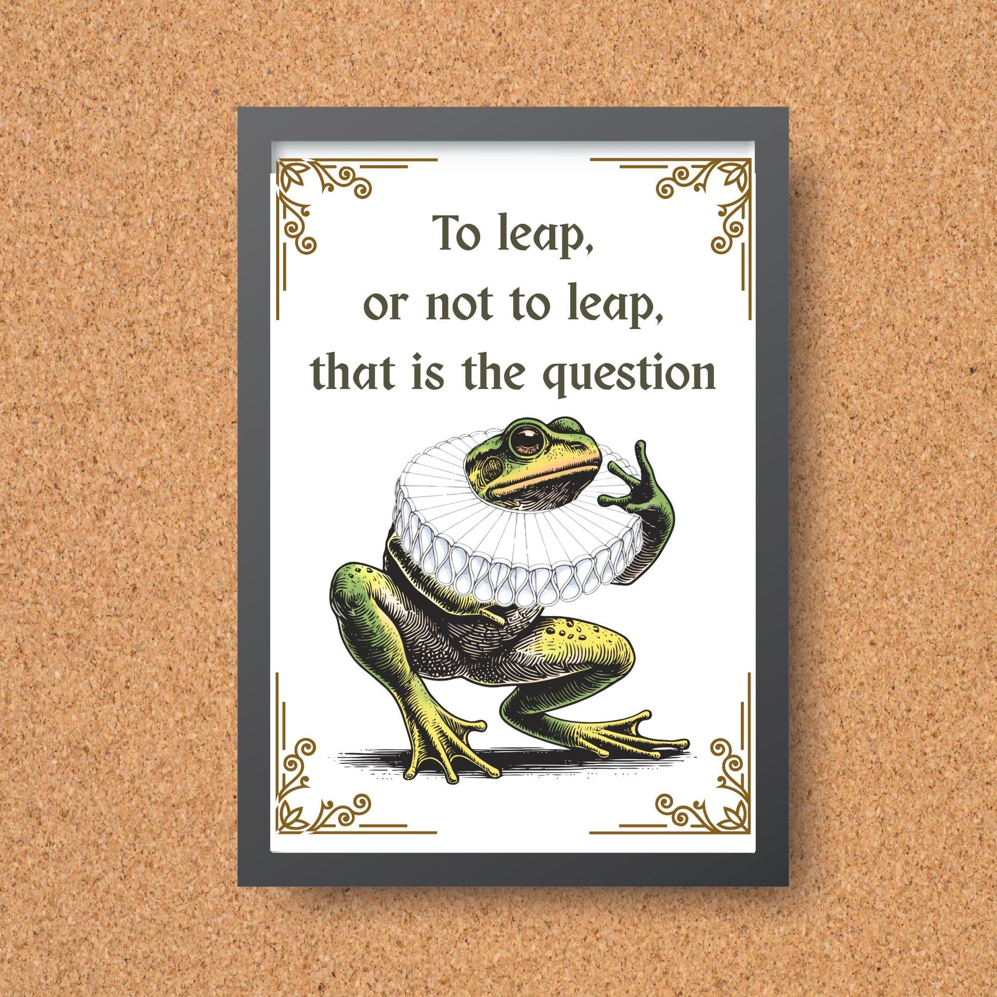 Shakespeare Frog A4 Print, High Quality Wall Art, Home Bar Funny Poster, Quirky Decor, Hamlet Poster, Secret Santa, To Be or Not To Be