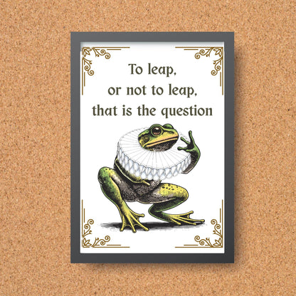 Shakespeare Frog A4 Print, High Quality Wall Art, Home Bar Funny Poster, Quirky Decor, Hamlet Poster, Secret Santa, To Be or Not To Be