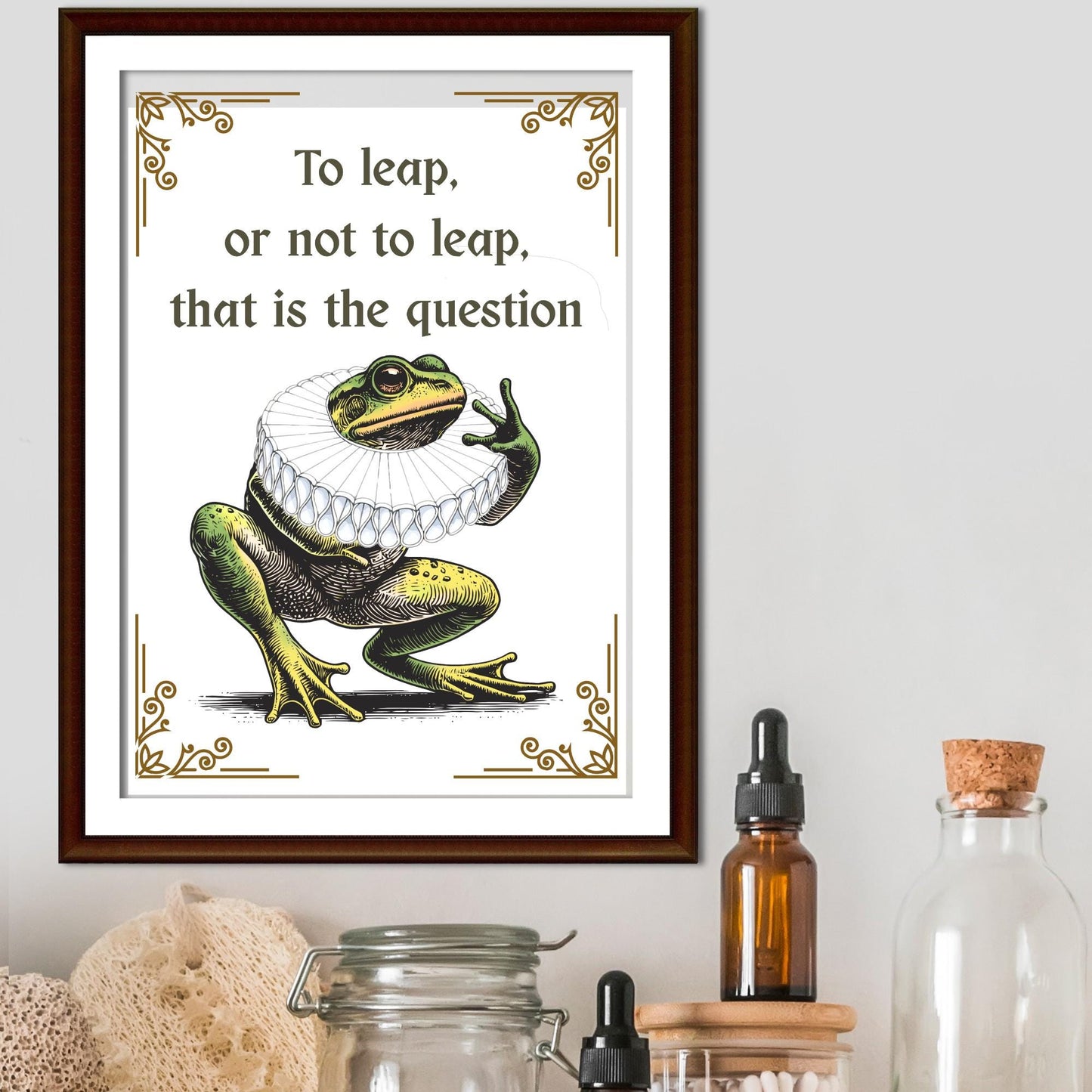 Shakespeare Frog A4 Print, High Quality Wall Art, Home Bar Funny Poster, Quirky Decor, Hamlet Poster, Secret Santa, To Be or Not To Be