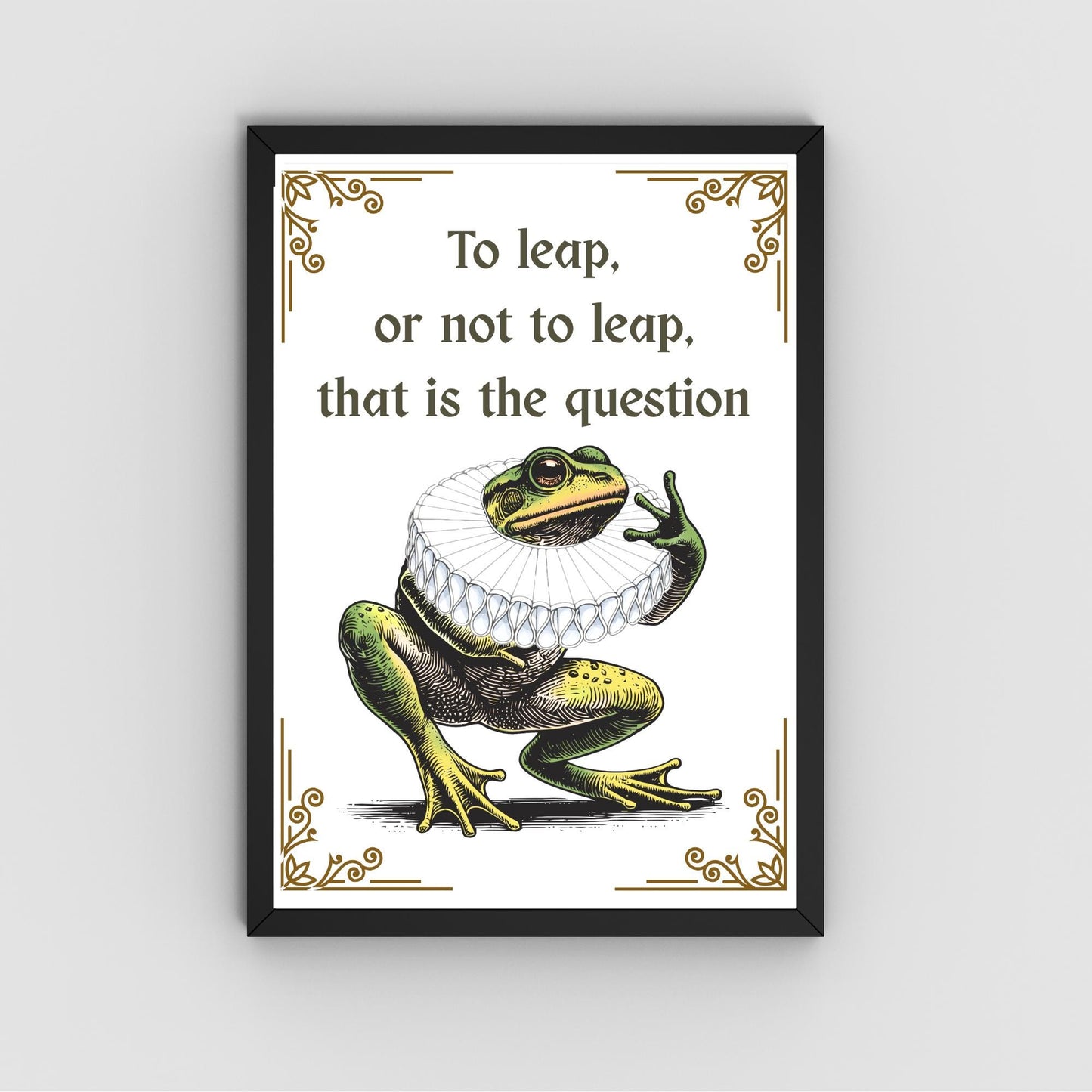 Shakespeare Frog A4 Print, High Quality Wall Art, Home Bar Funny Poster, Quirky Decor, Hamlet Poster, Secret Santa, To Be or Not To Be