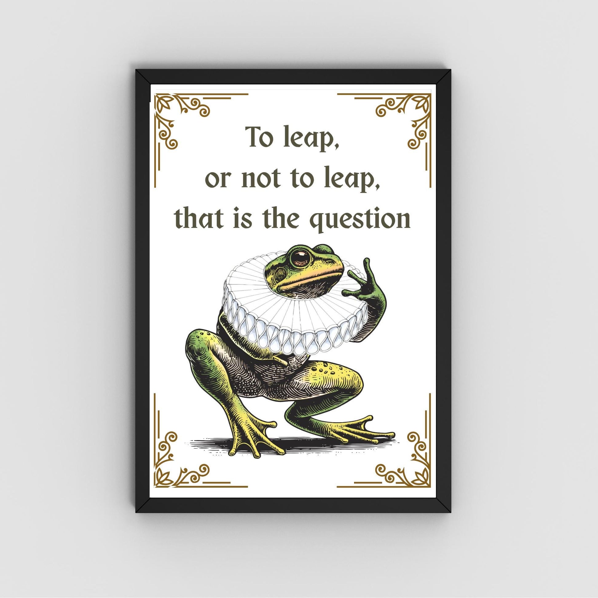 Shakespeare Frog A4 Print, High Quality Wall Art, Home Bar Funny Poster, Quirky Decor, Hamlet Poster, Secret Santa, To Be or Not To Be