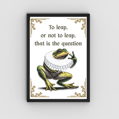 Shakespeare Frog A4 Print, High Quality Wall Art, Home Bar Funny Poster, Quirky Decor, Hamlet Poster, Secret Santa, To Be or Not To Be