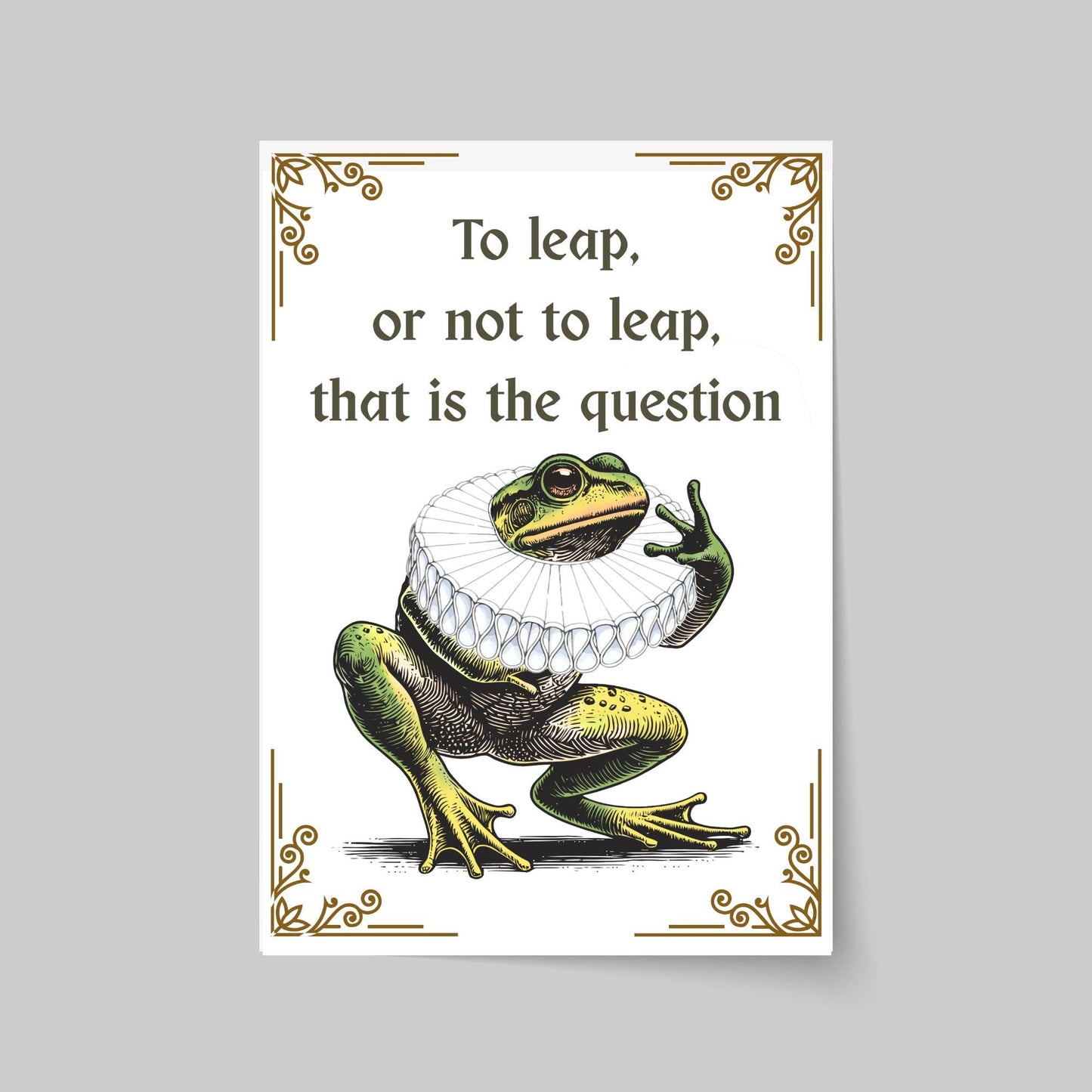 Shakespeare Frog A4 Print, High Quality Wall Art, Home Bar Funny Poster, Quirky Decor, Hamlet Poster, Secret Santa, To Be or Not To Be