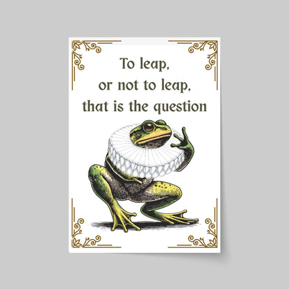 Shakespeare Frog A4 Print, High Quality Wall Art, Home Bar Funny Poster, Quirky Decor, Hamlet Poster, Secret Santa, To Be or Not To Be