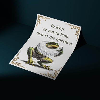 Shakespeare Frog A4 Print, High Quality Wall Art, Home Bar Funny Poster, Quirky Decor, Hamlet Poster, Secret Santa, To Be or Not To Be