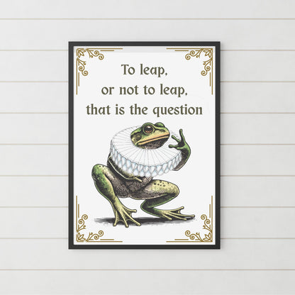 Shakespeare Frog A4 Print, High Quality Wall Art, Home Bar Funny Poster, Quirky Decor, Hamlet Poster, Secret Santa, To Be or Not To Be
