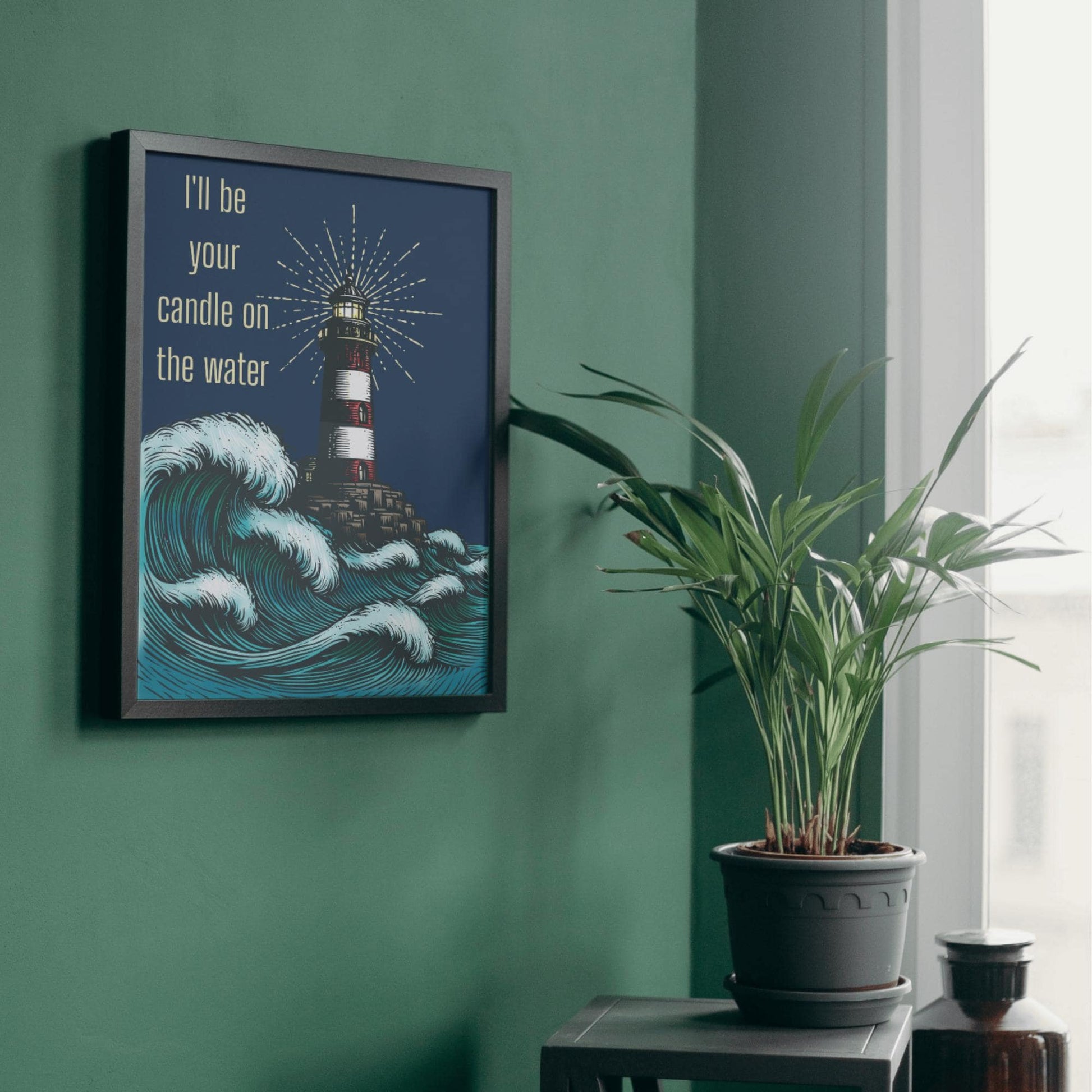 Lighthouse Print, Quote from Pete's Dragon, Candle on the Water, High Quality Wall Art, Romantic Decor