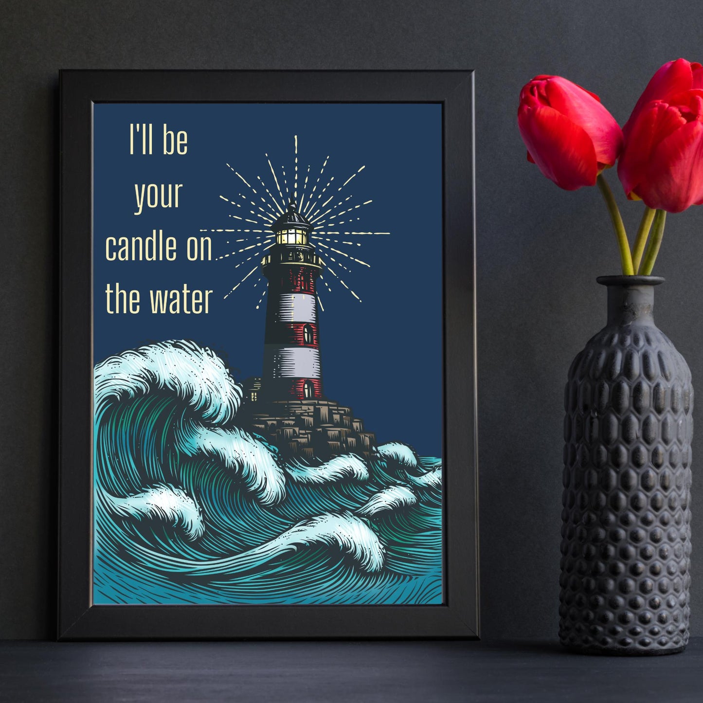 Lighthouse Print, Quote from Pete's Dragon, Candle on the Water, High Quality Wall Art, Romantic Decor