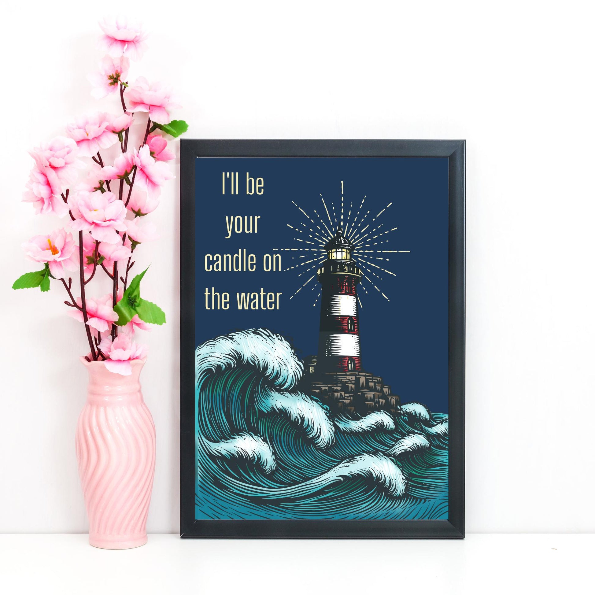 Lighthouse Print, Quote from Pete's Dragon, Candle on the Water, High Quality Wall Art, Romantic Decor