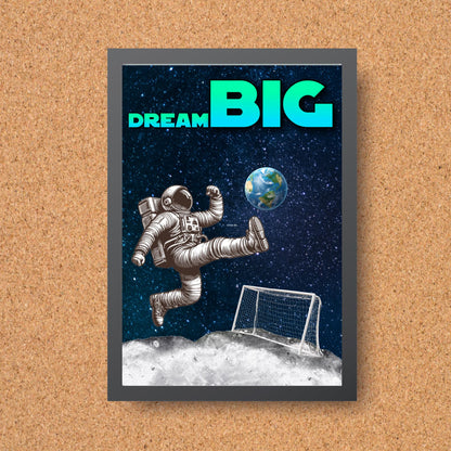 Space Football A4 Print, High Quality Wall Art, Home Bar Funny Poster, Quirky Decor, Moon Print, Secret Santa, Dream Big.