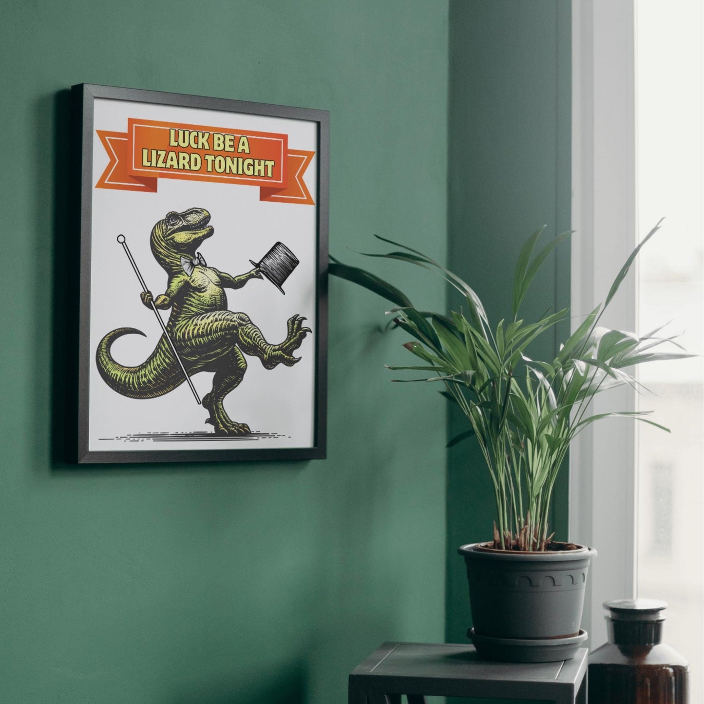 Funny Dinosaur A4 Print, Pun Wall Art, Home Bar Funny Poster, Quirky Decor, Dancing T-Rex, Secret Santa, Sintatra Song