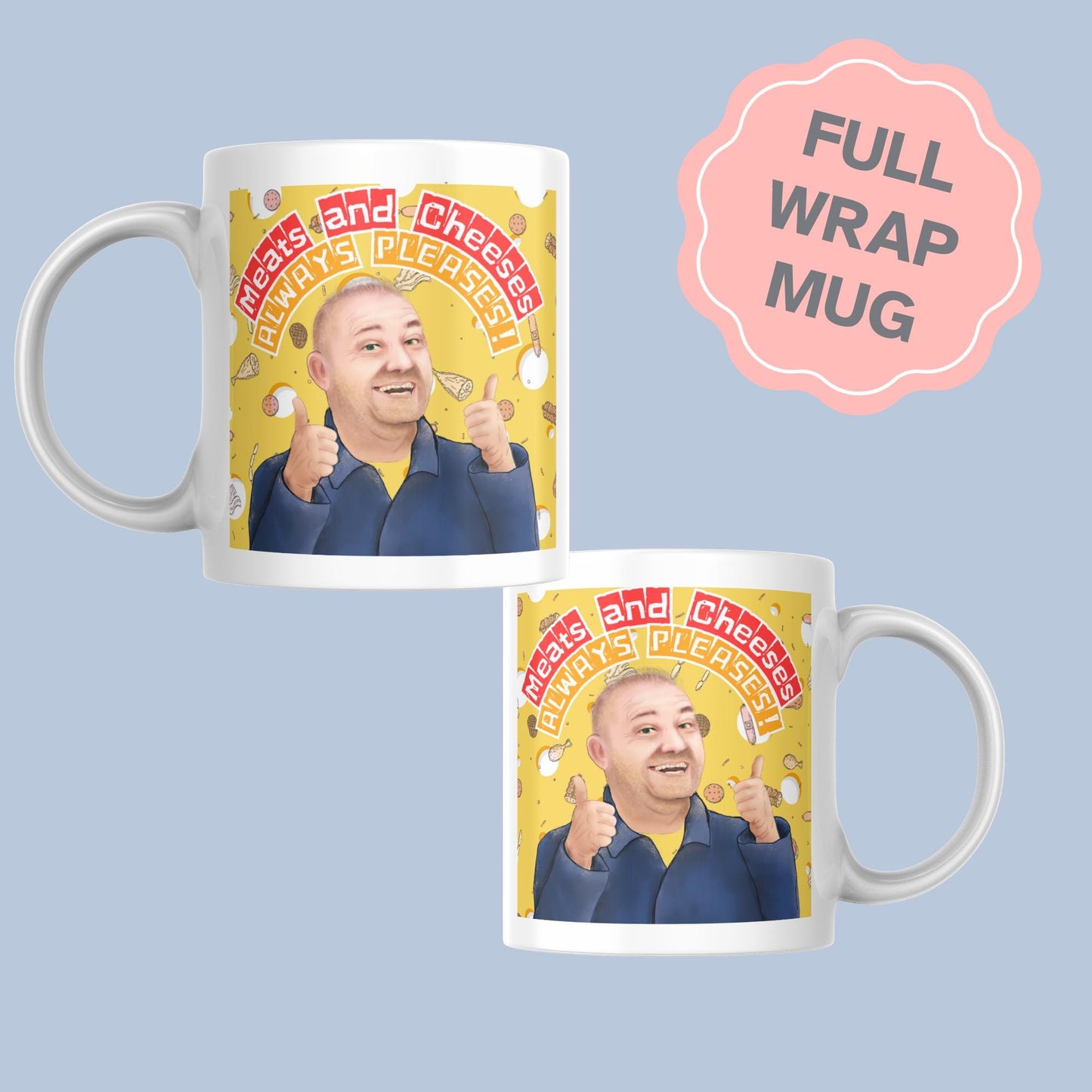 Bob Mortimer Mug, Meats and Cheeses, Secret Santa Gift, Cheese Mug, Pop Culture Mug