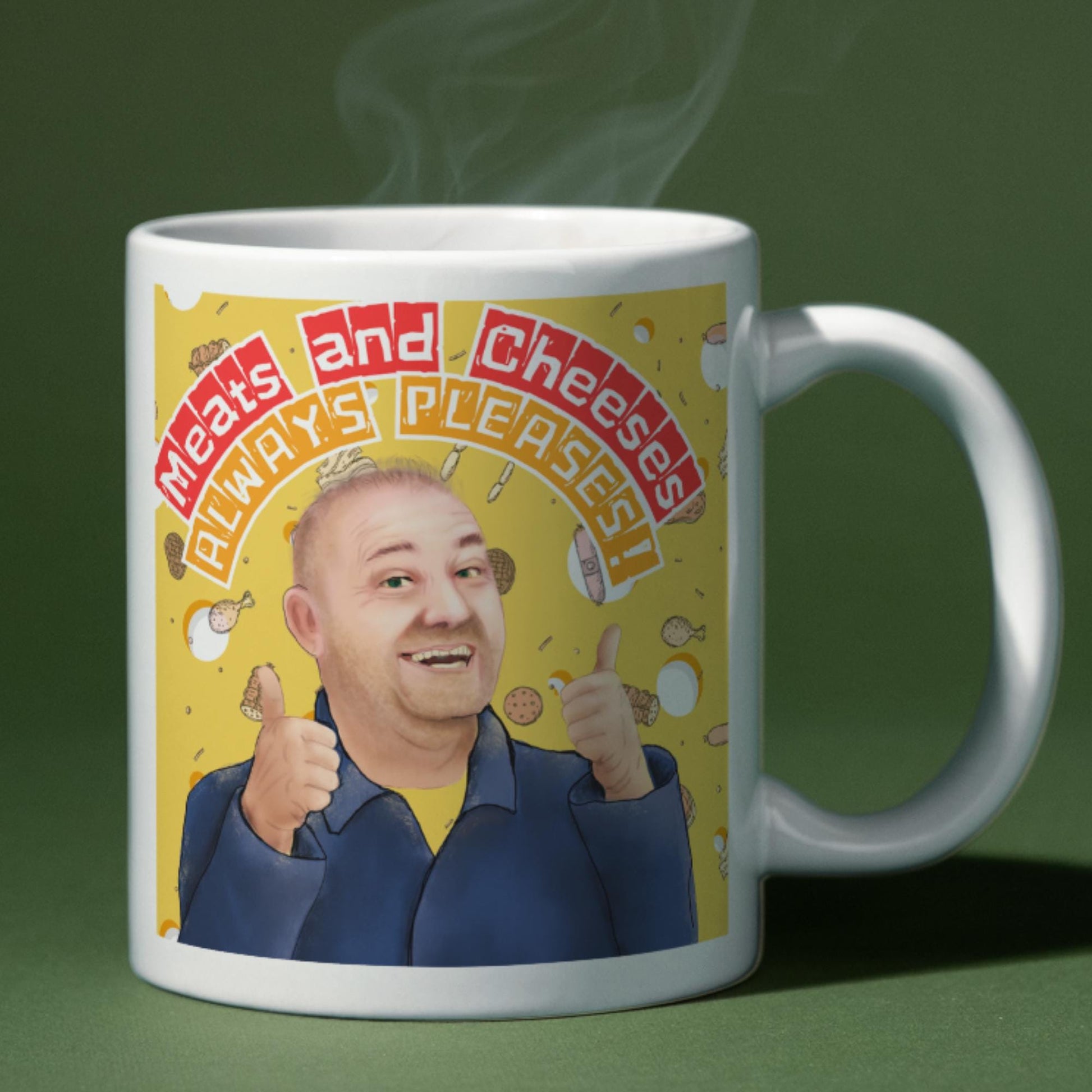Bob Mortimer Mug, Meats and Cheeses, Secret Santa Gift, Cheese Mug, Pop Culture Mug