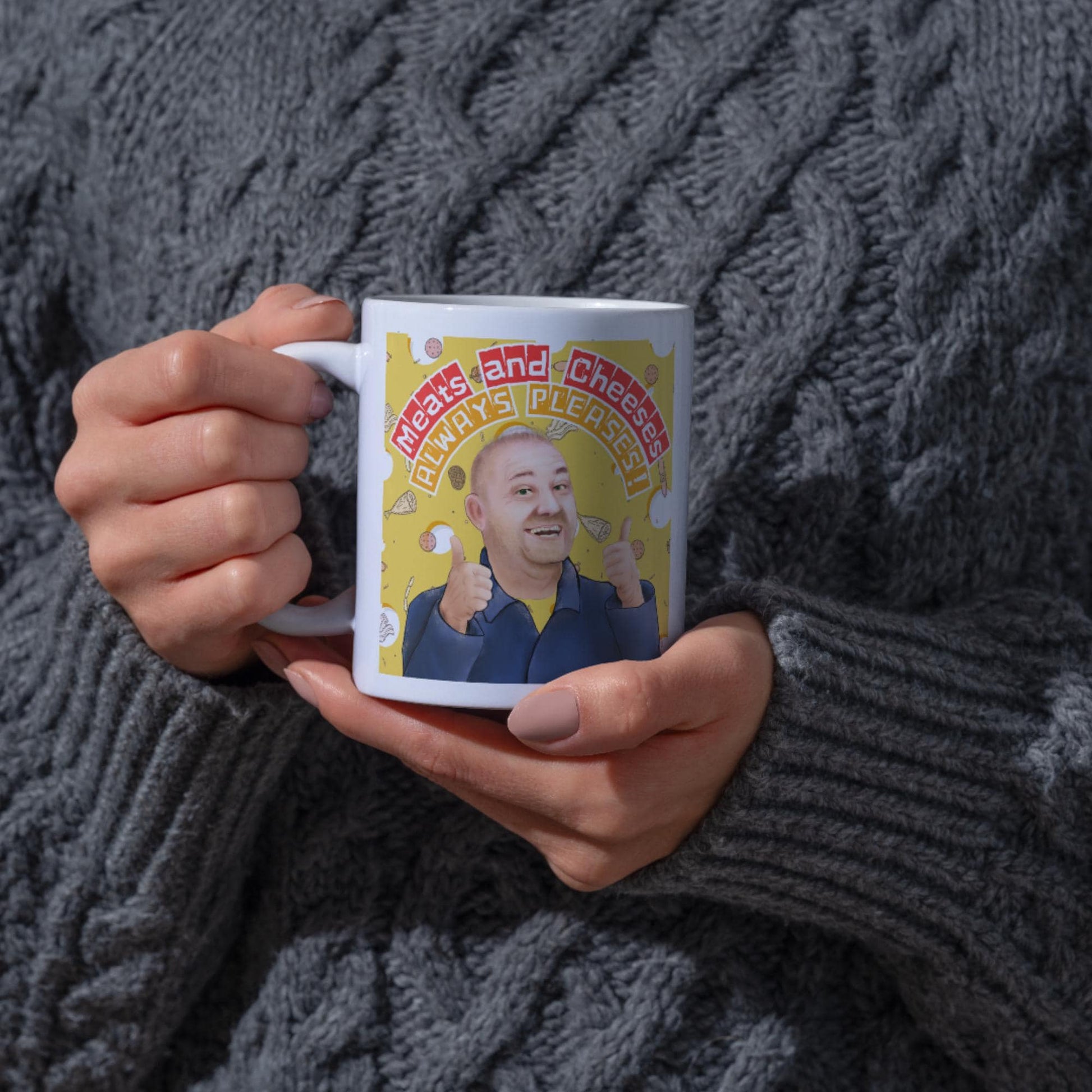 Bob Mortimer Mug, Meats and Cheeses, Secret Santa Gift, Cheese Mug, Pop Culture Mug