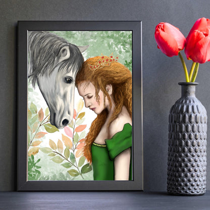 Rhiannon Goddess Print, Welsh Mythology High Quality A4 Wall Art, Original Artist Print