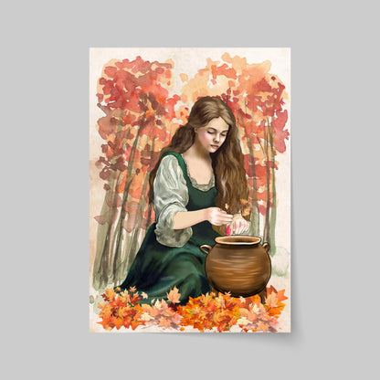 Mabinogion Ceridwen Poster Print, Original Artwork, A4 Giclée Wall Art, Celtic Goddess