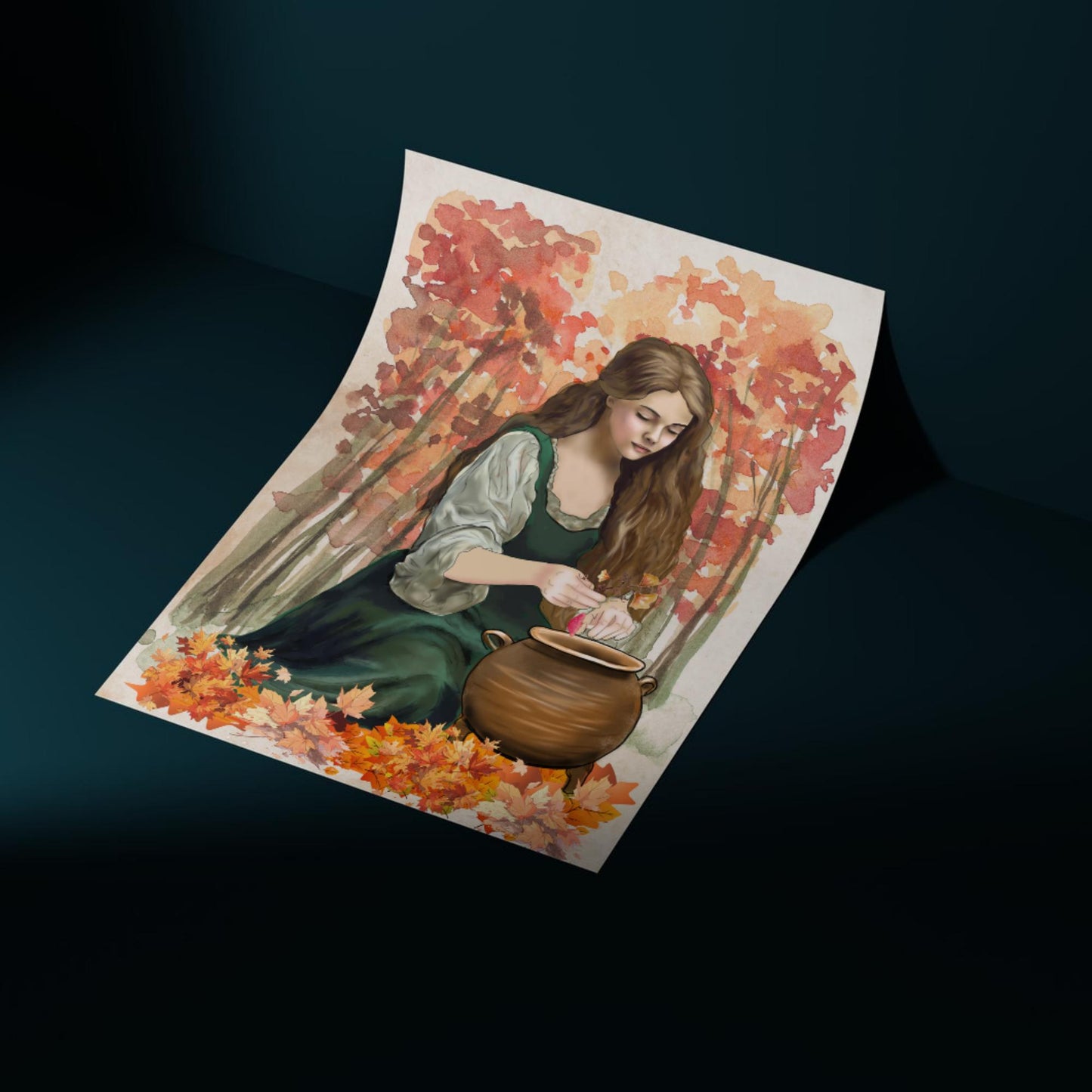 Mabinogion Ceridwen Poster Print, Original Artwork, A4 Giclée Wall Art, Celtic Goddess