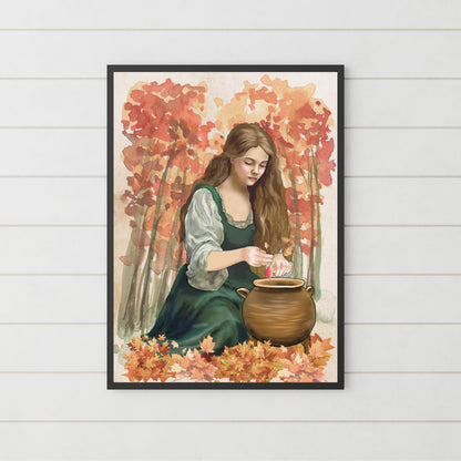 Mabinogion Ceridwen Poster Print, Original Artwork, A4 Giclée Wall Art, Celtic Goddess