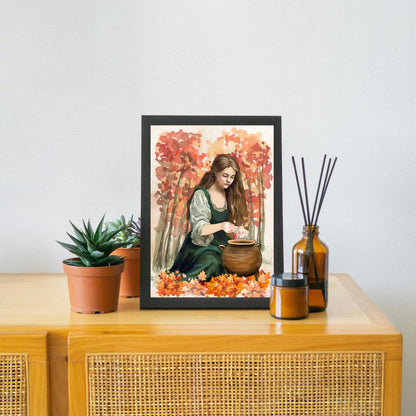 Mabinogion Ceridwen Poster Print, Original Artwork, A4 Giclée Wall Art, Celtic Goddess