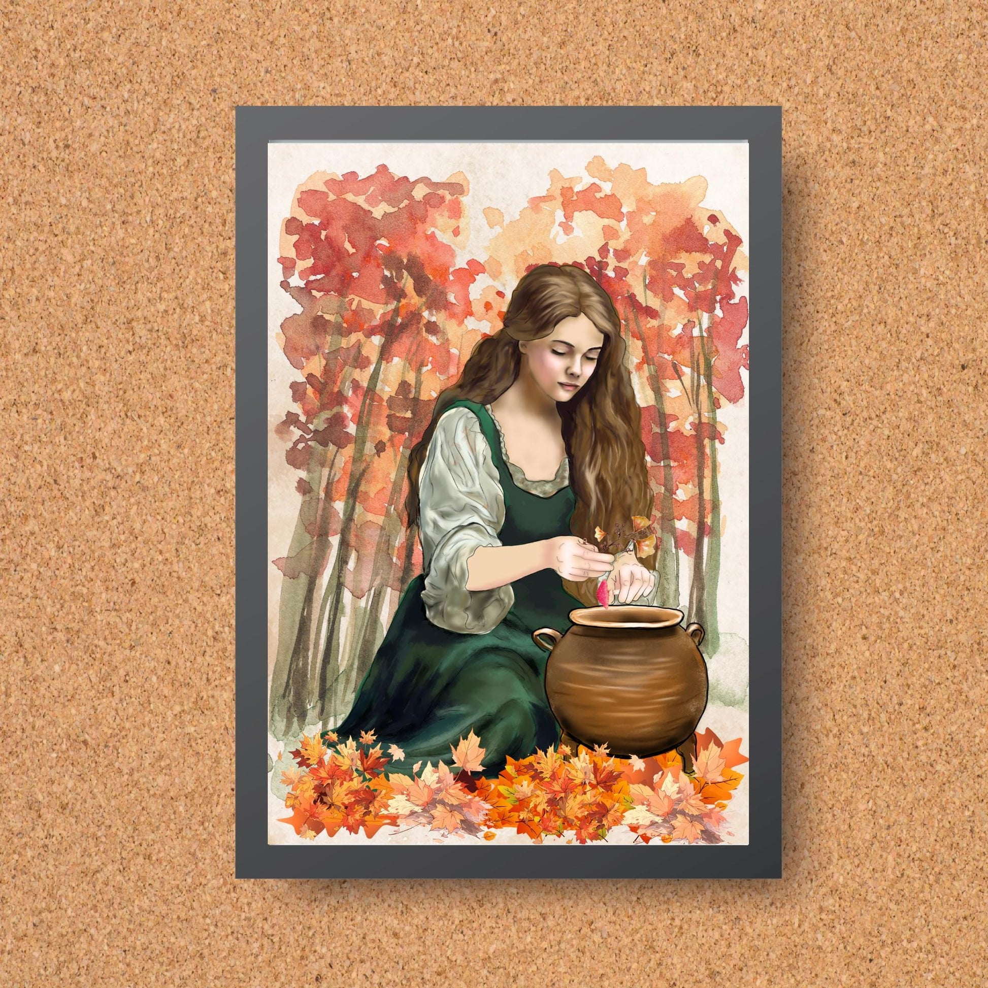 Mabinogion Ceridwen Poster Print, Original Artwork, A4 Giclée Wall Art, Celtic Goddess