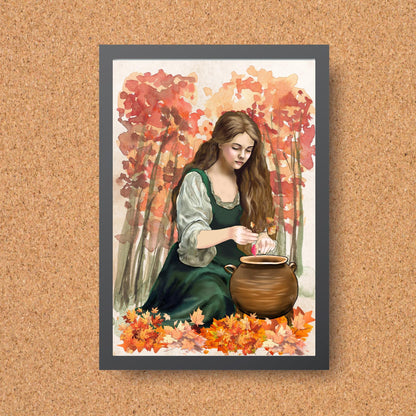 Mabinogion Ceridwen Poster Print, Original Artwork, A4 Giclée Wall Art, Celtic Goddess