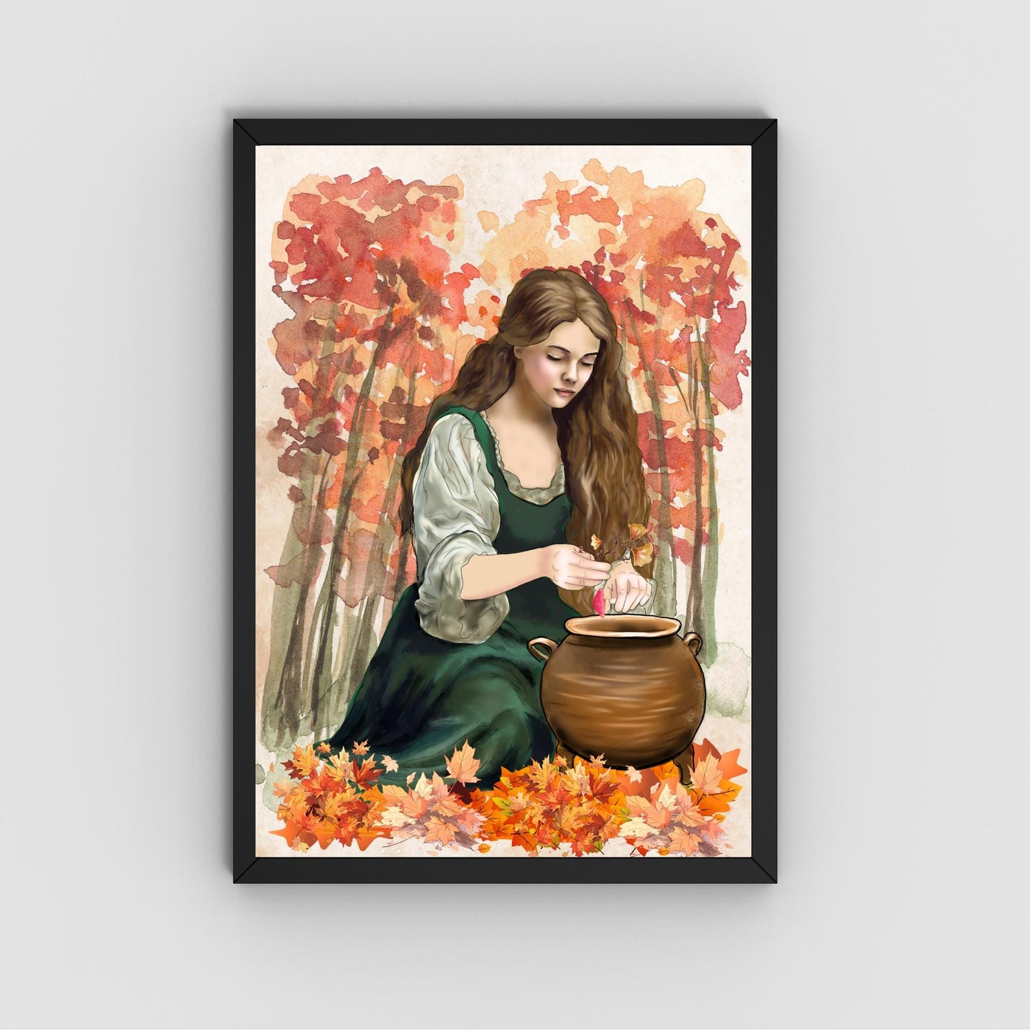 Mabinogion Ceridwen Poster Print, Original Artwork, A4 Giclée Wall Art, Celtic Goddess