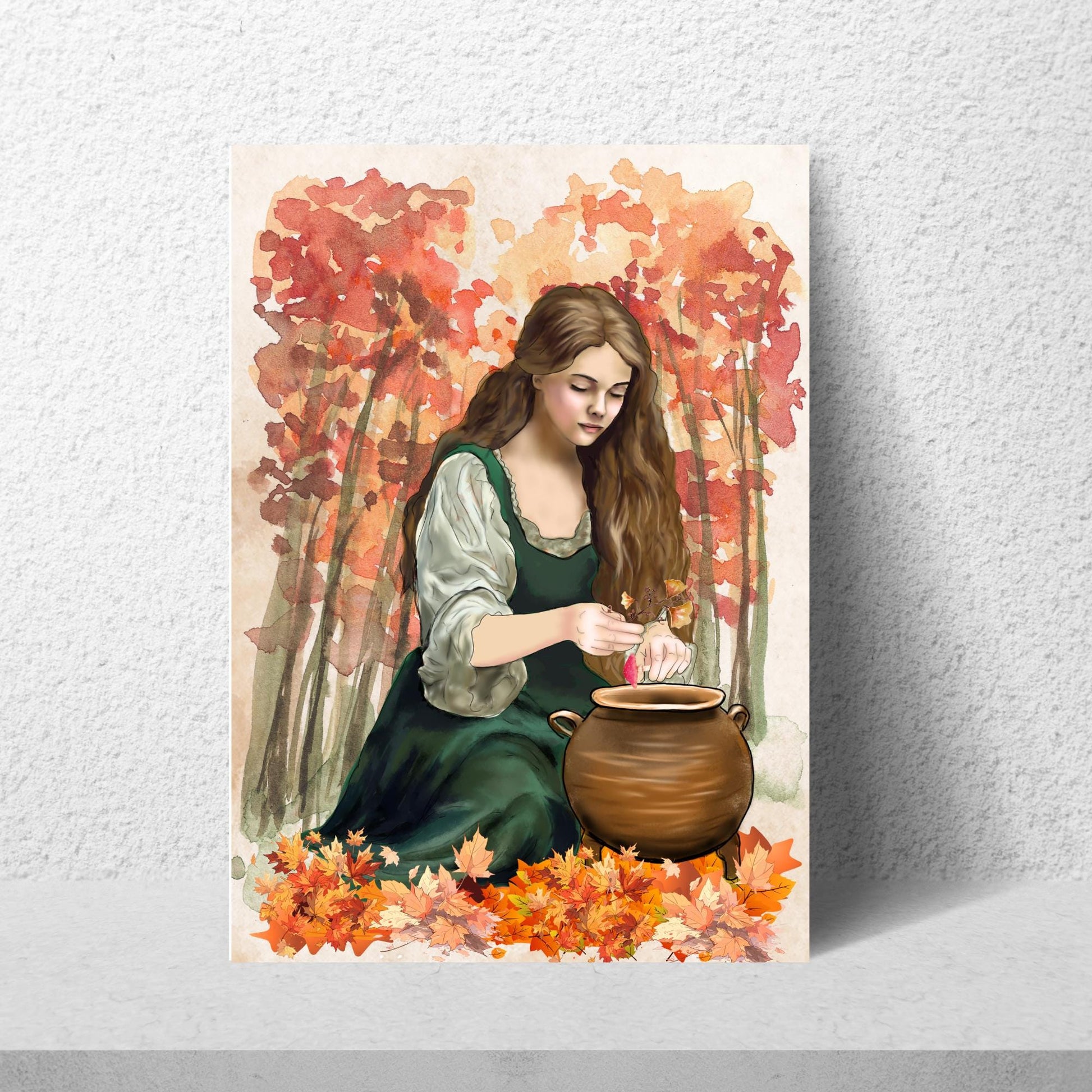Mabinogion Ceridwen Poster Print, Original Artwork, A4 Giclée Wall Art, Celtic Goddess