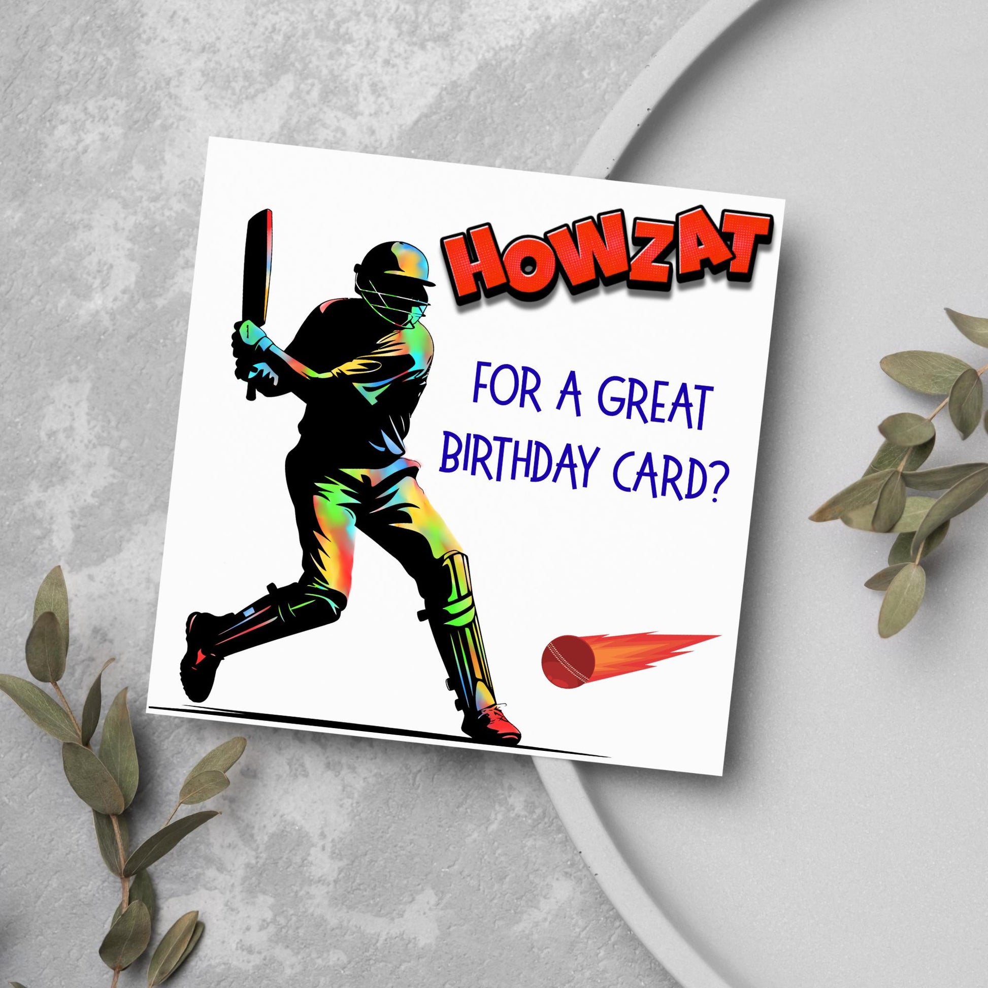 Cricket Birthday Card, Birthday Card for Cricket Player, Howzat, Card for Son, Nephew, Bowler Card