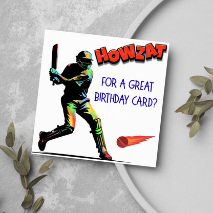 Cricket Birthday Card, Birthday Card for Cricket Player, Howzat, Card for Son, Nephew, Bowler Card