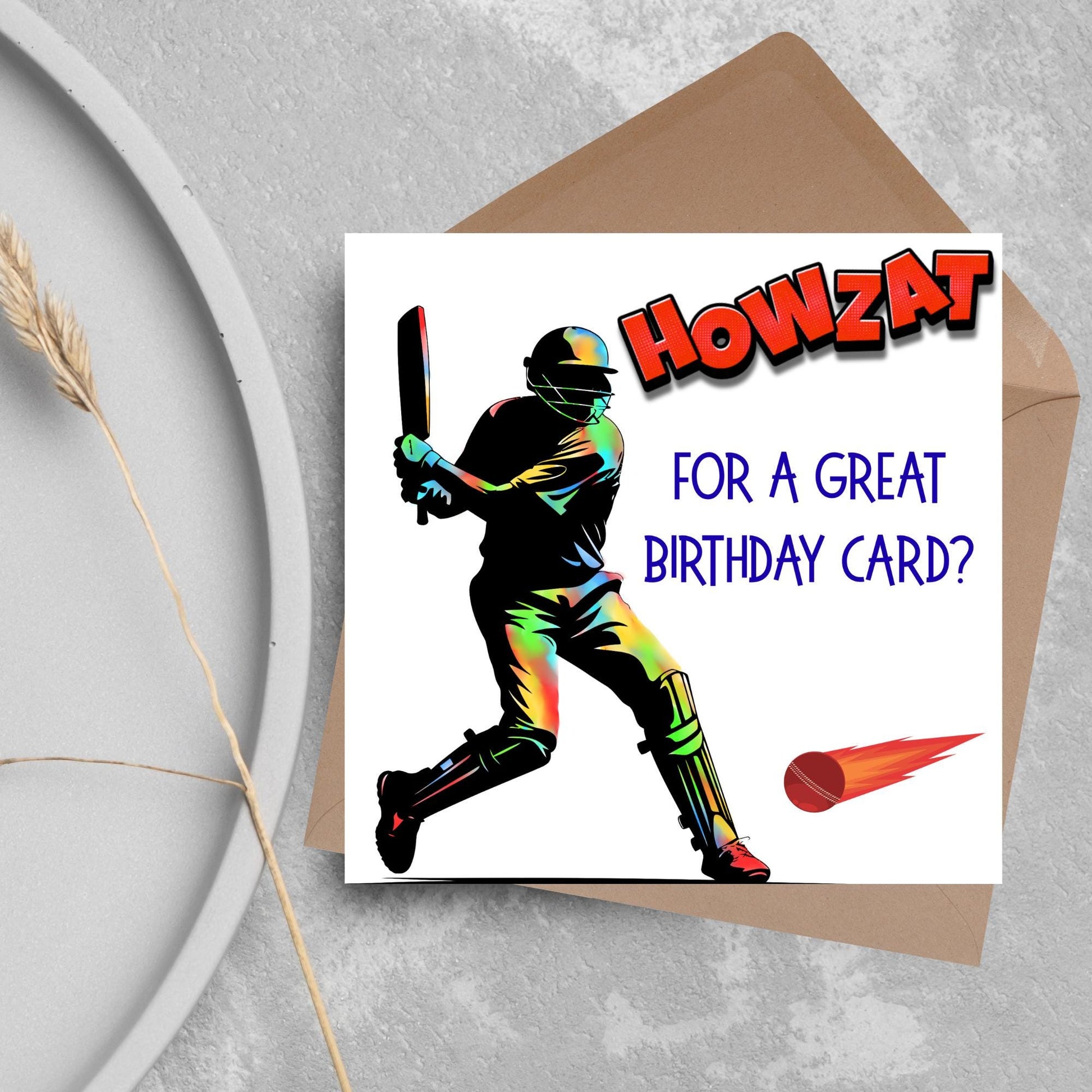 Cricket Birthday Card, Birthday Card for Cricket Player, Howzat, Card for Son, Nephew, Bowler Card