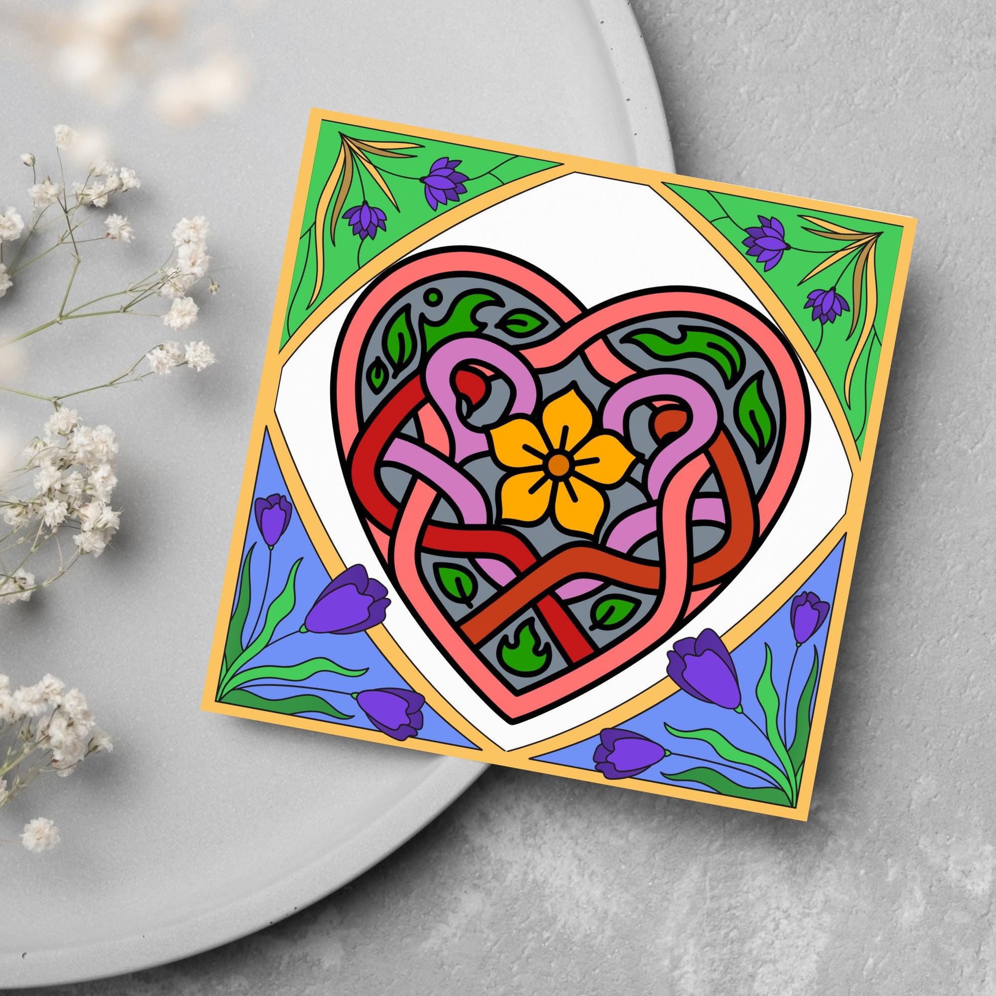 Dydd Santes Dwynwen Hapus Card, Valentine's Card, Traditional Welsh Card, Welsh love Card, Card for Husband, For Wife