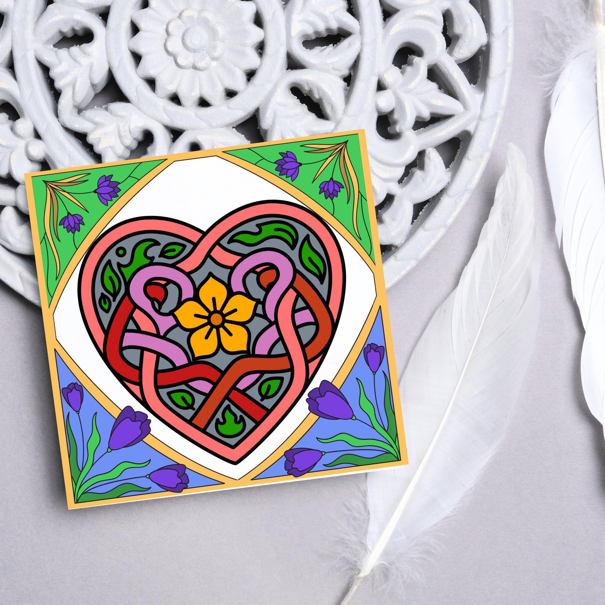 Dydd Santes Dwynwen Hapus Card, Valentine's Card, Traditional Welsh Card, Welsh love Card, Card for Husband, For Wife