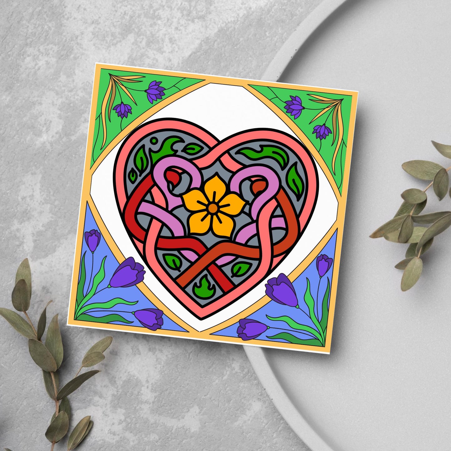 Dydd Santes Dwynwen Hapus Card, Valentine's Card, Traditional Welsh Card, Welsh love Card, Card for Husband, For Wife