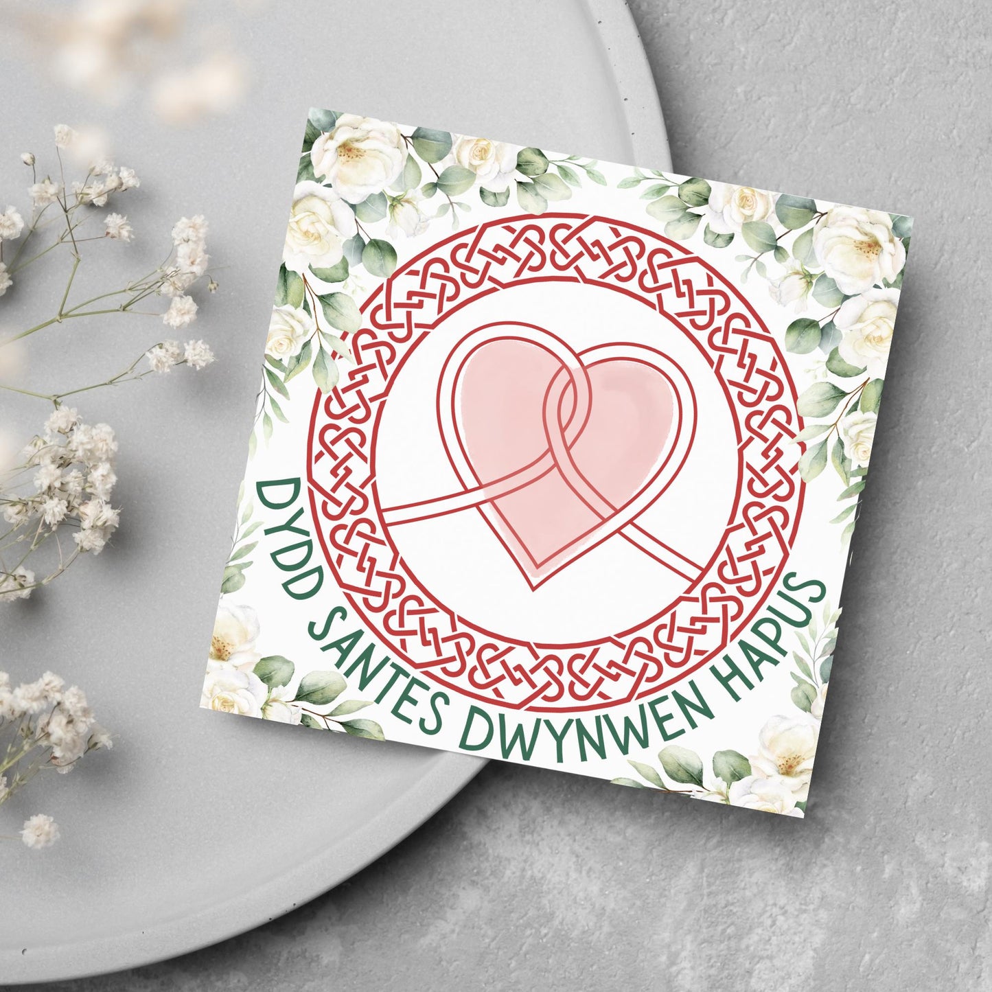Dydd Santes Dwynwen Hapus Card, Valentine's Card, Traditional Welsh Card, Welsh love Card, Card for Husband, For Wife