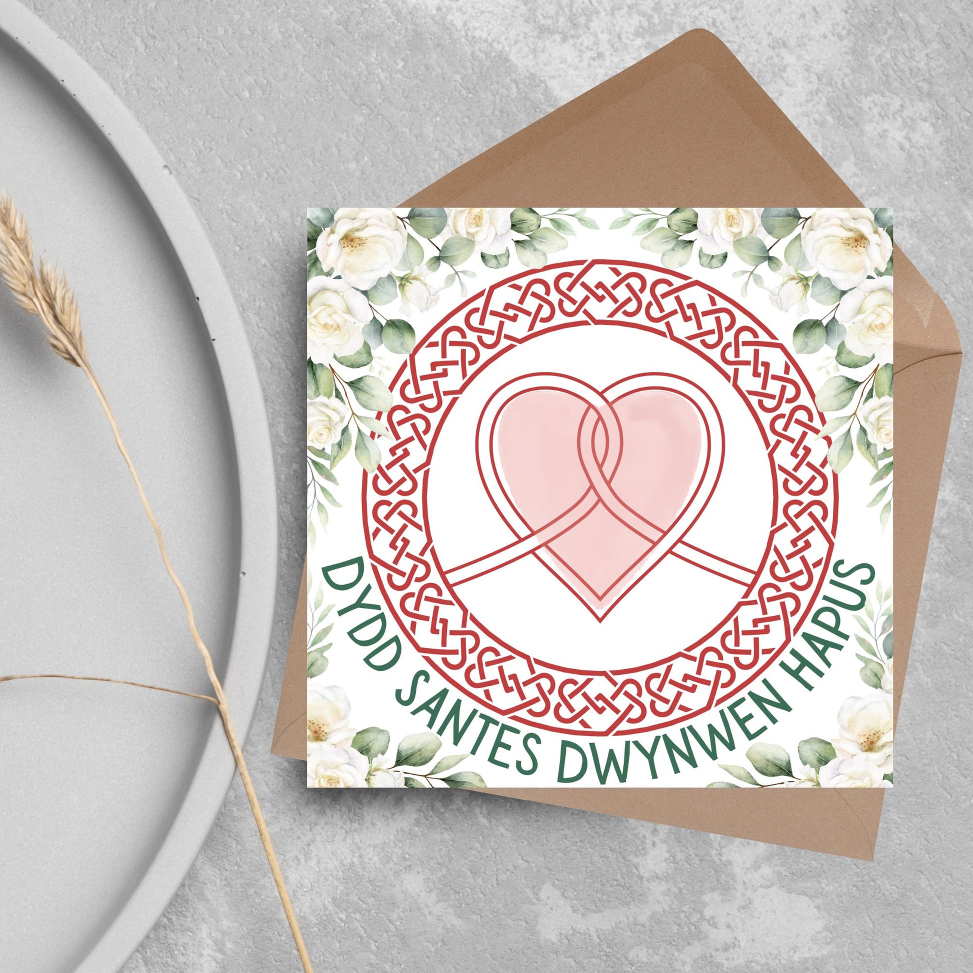 Dydd Santes Dwynwen Hapus Card, Valentine's Card, Traditional Welsh Card, Welsh love Card, Card for Husband, For Wife