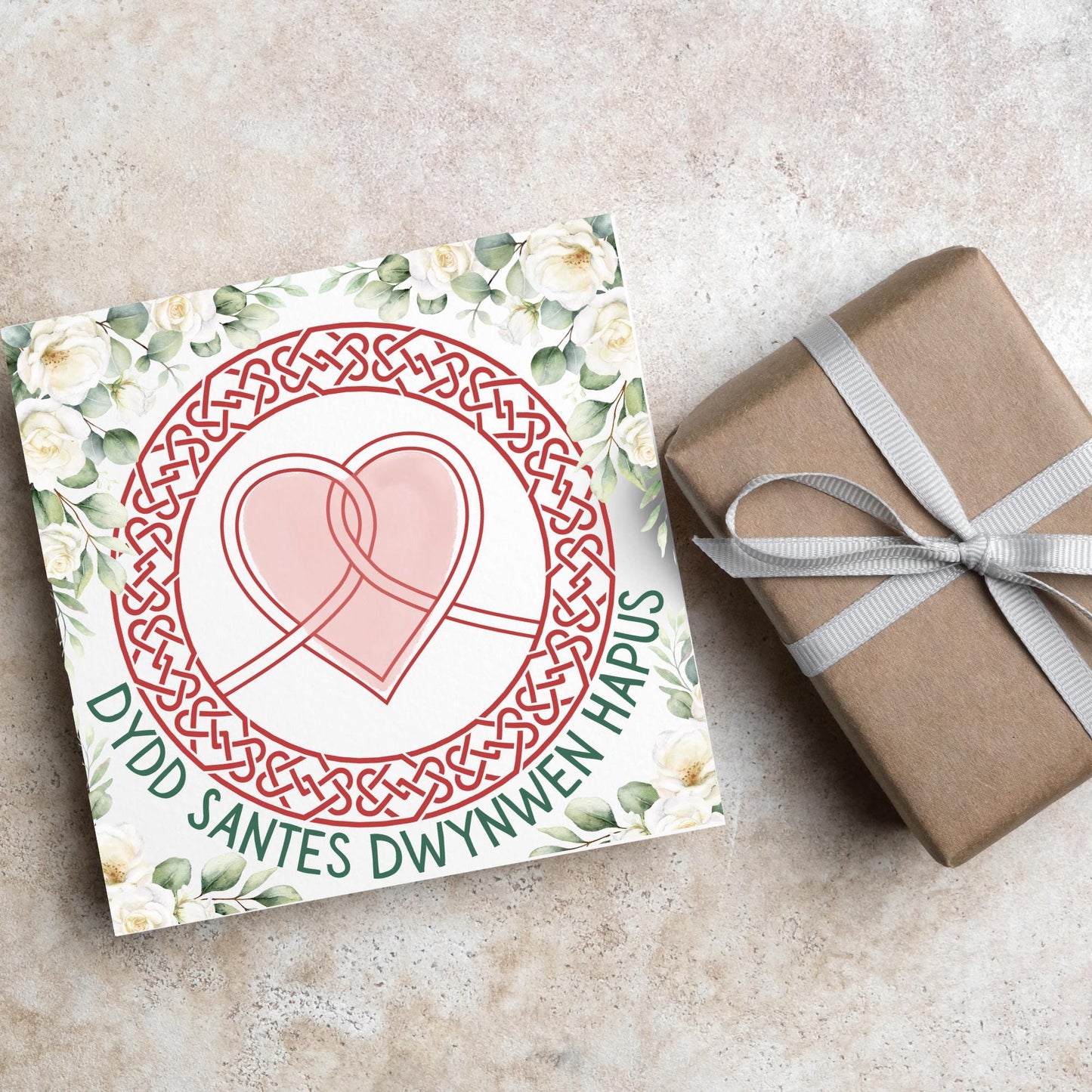 Dydd Santes Dwynwen Hapus Card, Valentine's Card, Traditional Welsh Card, Welsh love Card, Card for Husband, For Wife