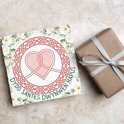 Dydd Santes Dwynwen Hapus Card, Valentine's Card, Traditional Welsh Card, Welsh love Card, Card for Husband, For Wife