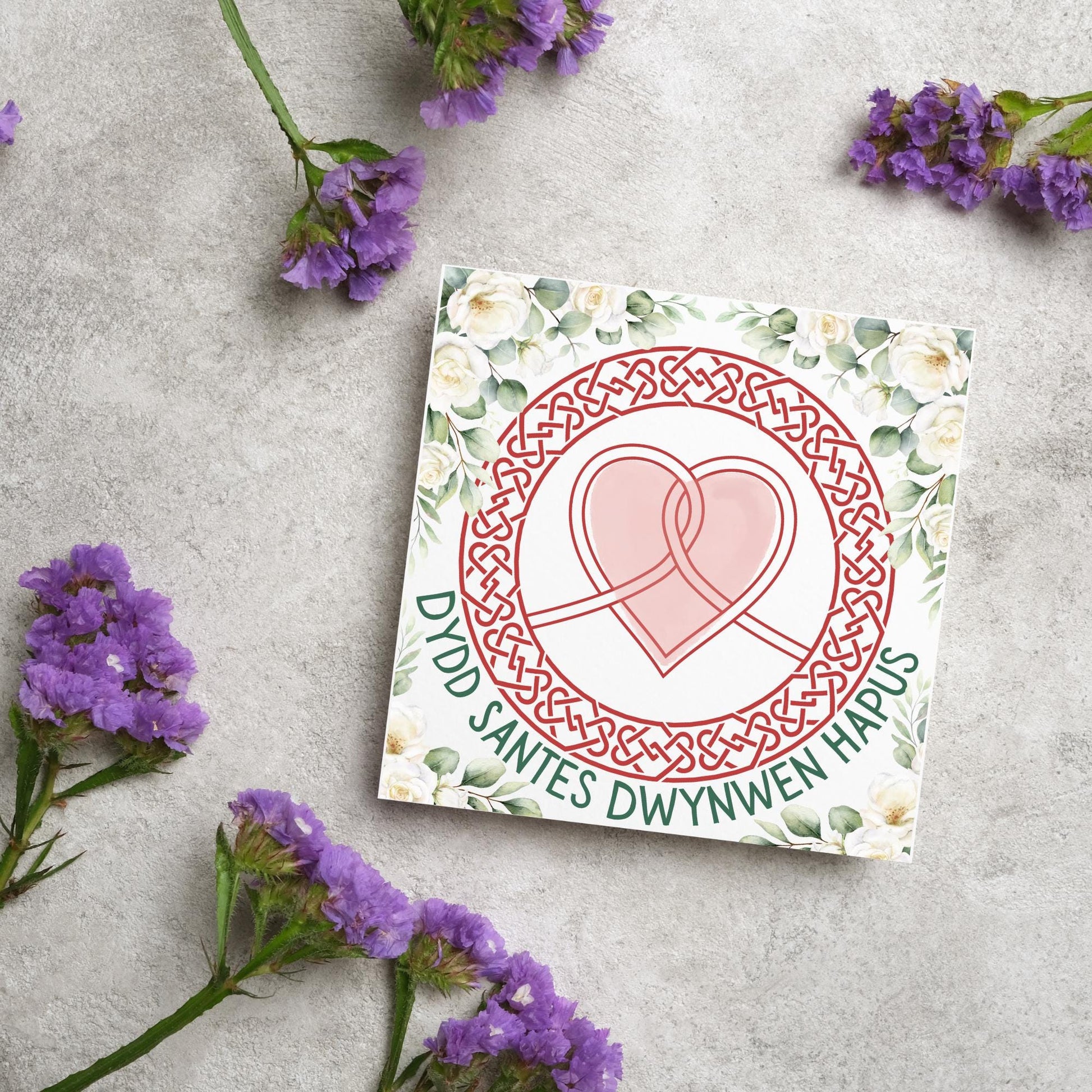 Dydd Santes Dwynwen Hapus Card, Valentine's Card, Traditional Welsh Card, Welsh love Card, Card for Husband, For Wife