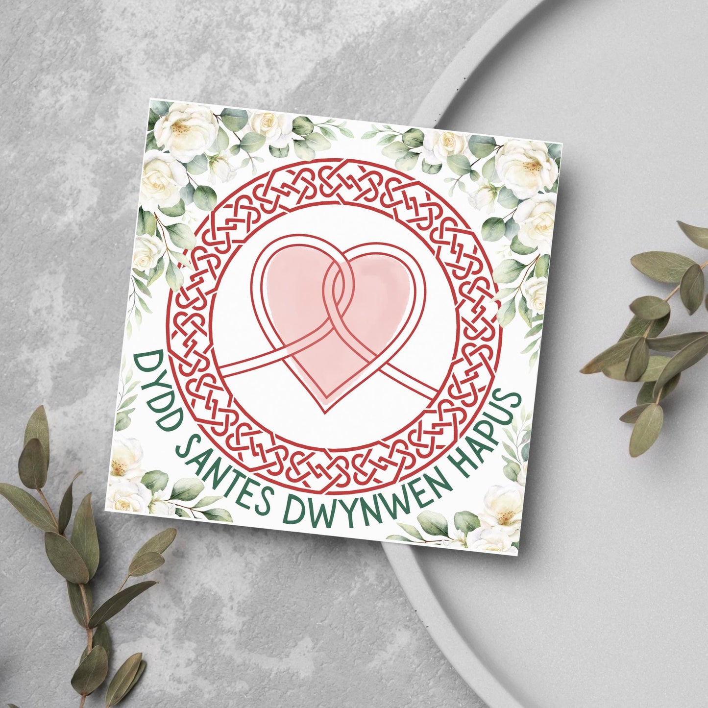 Dydd Santes Dwynwen Hapus Card, Valentine's Card, Traditional Welsh Card, Welsh love Card, Card for Husband, For Wife