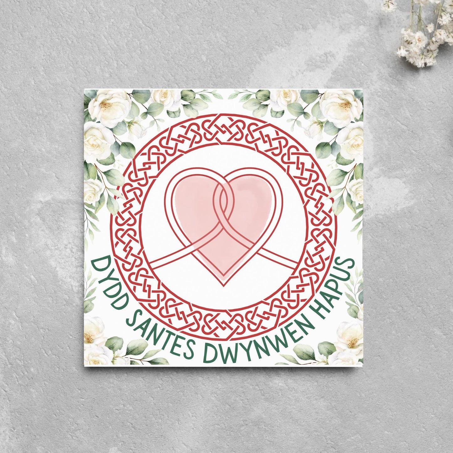 Dydd Santes Dwynwen Hapus Card, Valentine's Card, Traditional Welsh Card, Welsh love Card, Card for Husband, For Wife