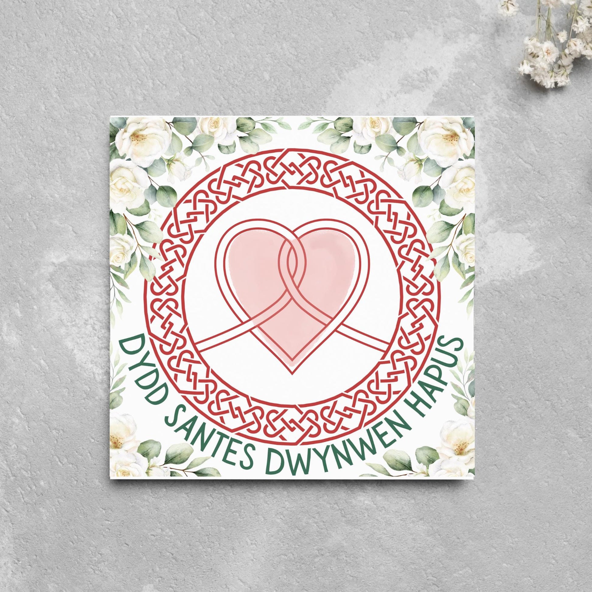 Dydd Santes Dwynwen Hapus Card, Valentine's Card, Traditional Welsh Card, Welsh love Card, Card for Husband, For Wife