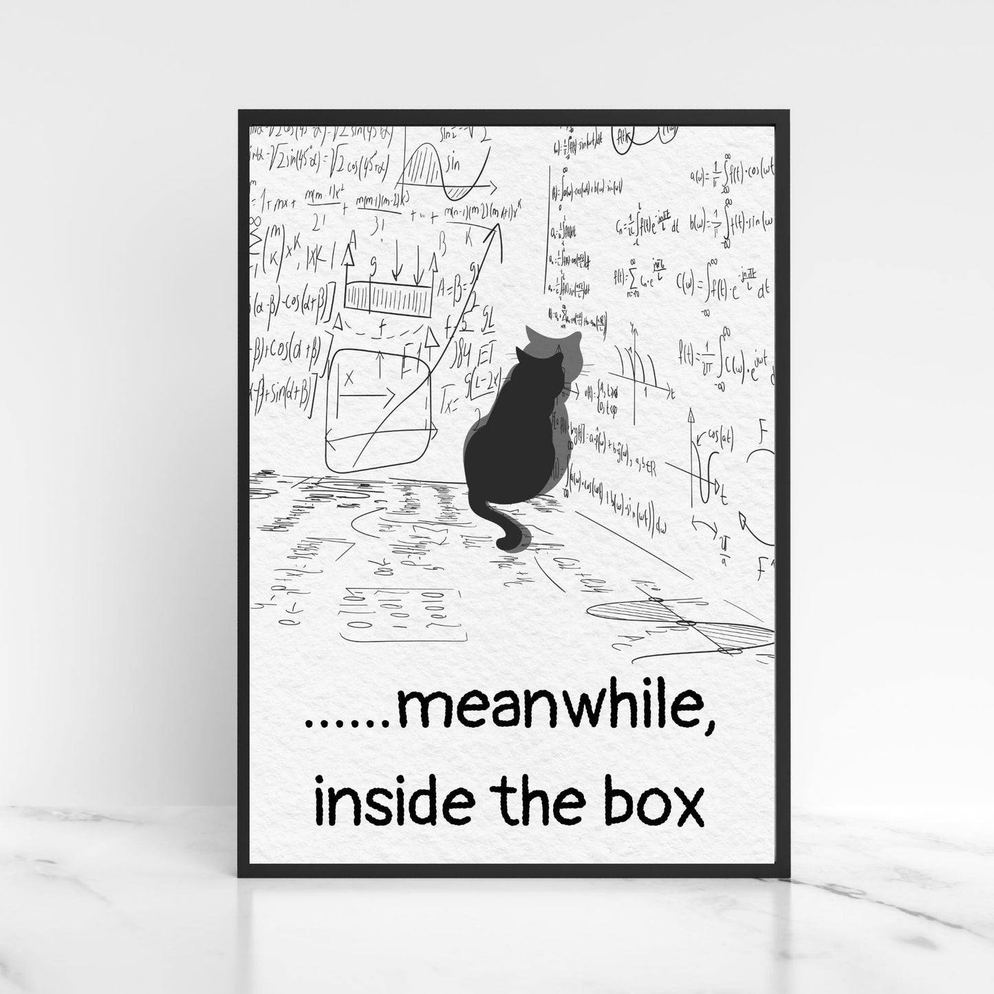 Funny Schrodinger's Cat Poster, Philosophy Print, Quirky Wall Art, A4 Poster Print