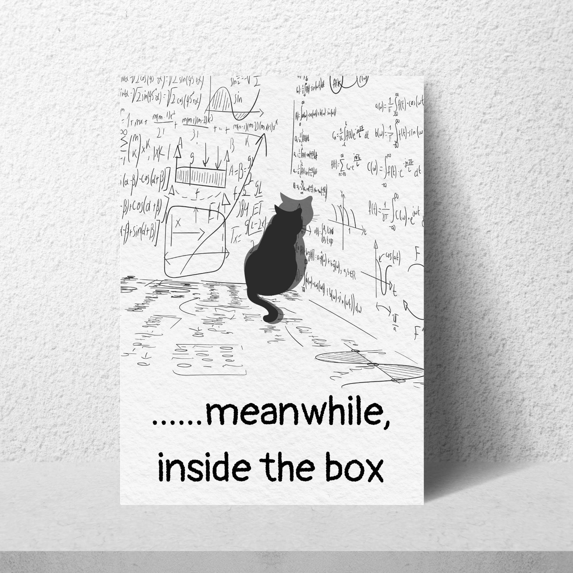 Funny Schrodinger's Cat Poster, Philosophy Print, Quirky Wall Art, A4 Poster Print