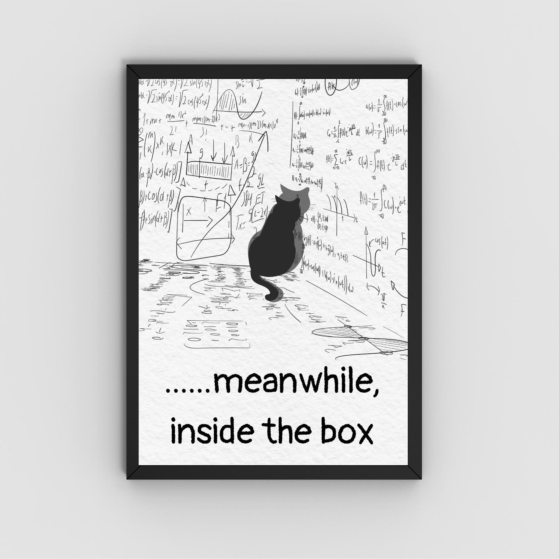 Funny Schrodinger's Cat Poster, Philosophy Print, Quirky Wall Art, A4 Poster Print