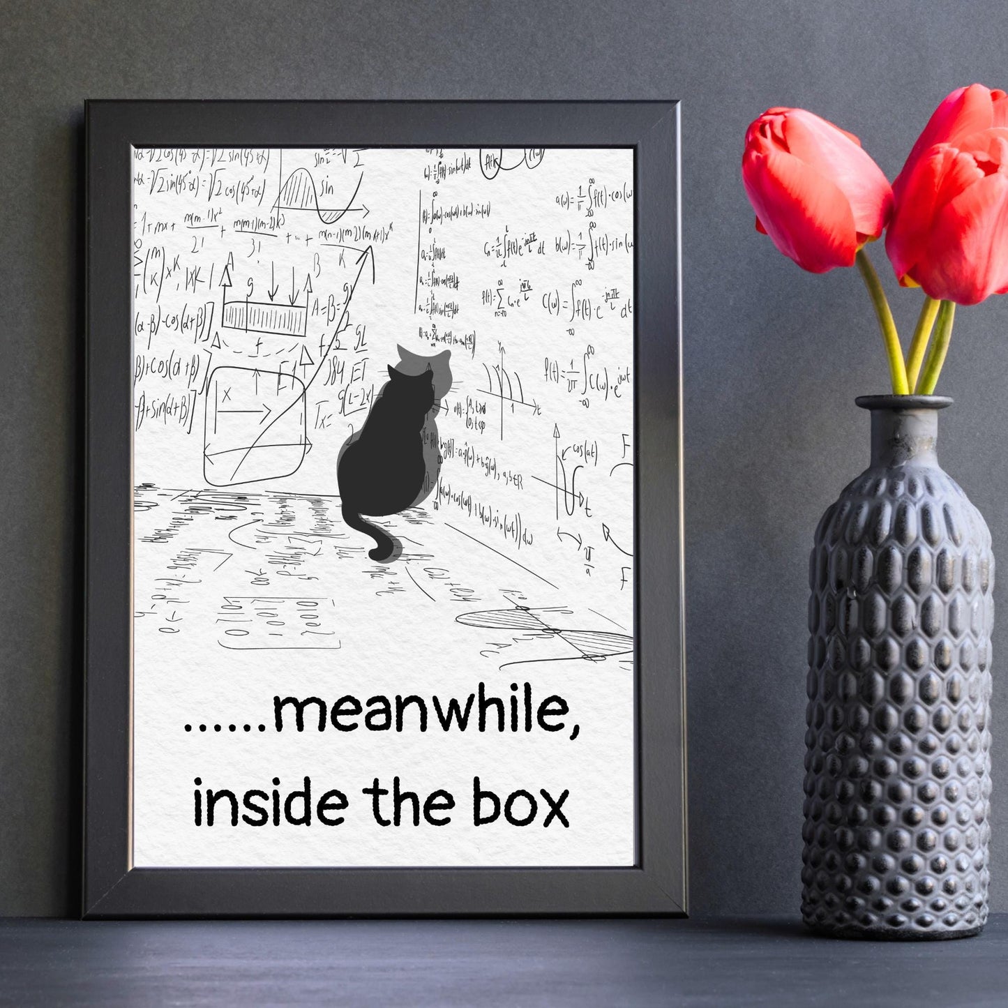 Funny Schrodinger's Cat Poster, Philosophy Print, Quirky Wall Art, A4 Poster Print