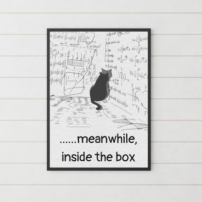 Funny Schrodinger's Cat Poster, Philosophy Print, Quirky Wall Art, A4 Poster Print