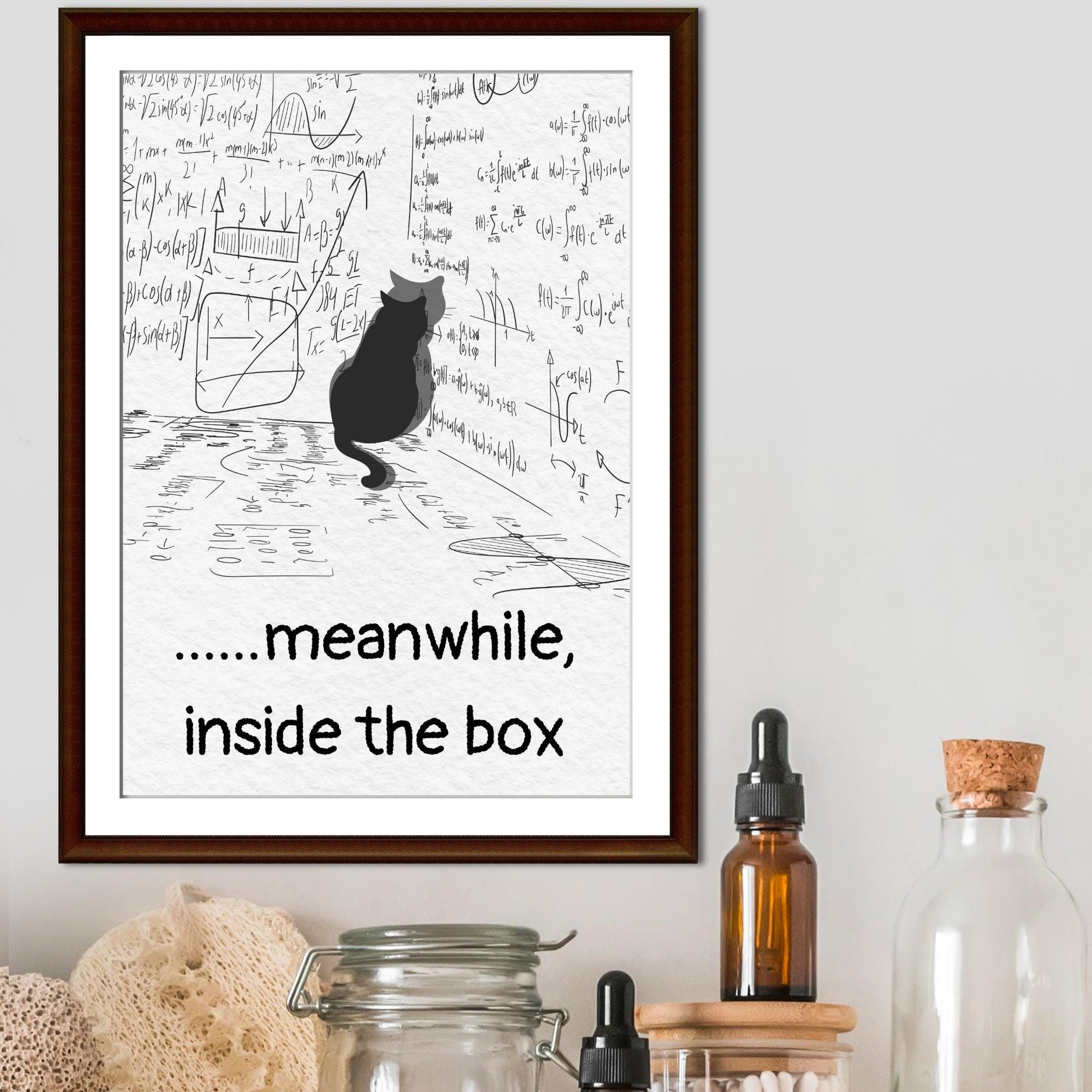Funny Schrodinger's Cat Poster, Philosophy Print, Quirky Wall Art, A4 Poster Print