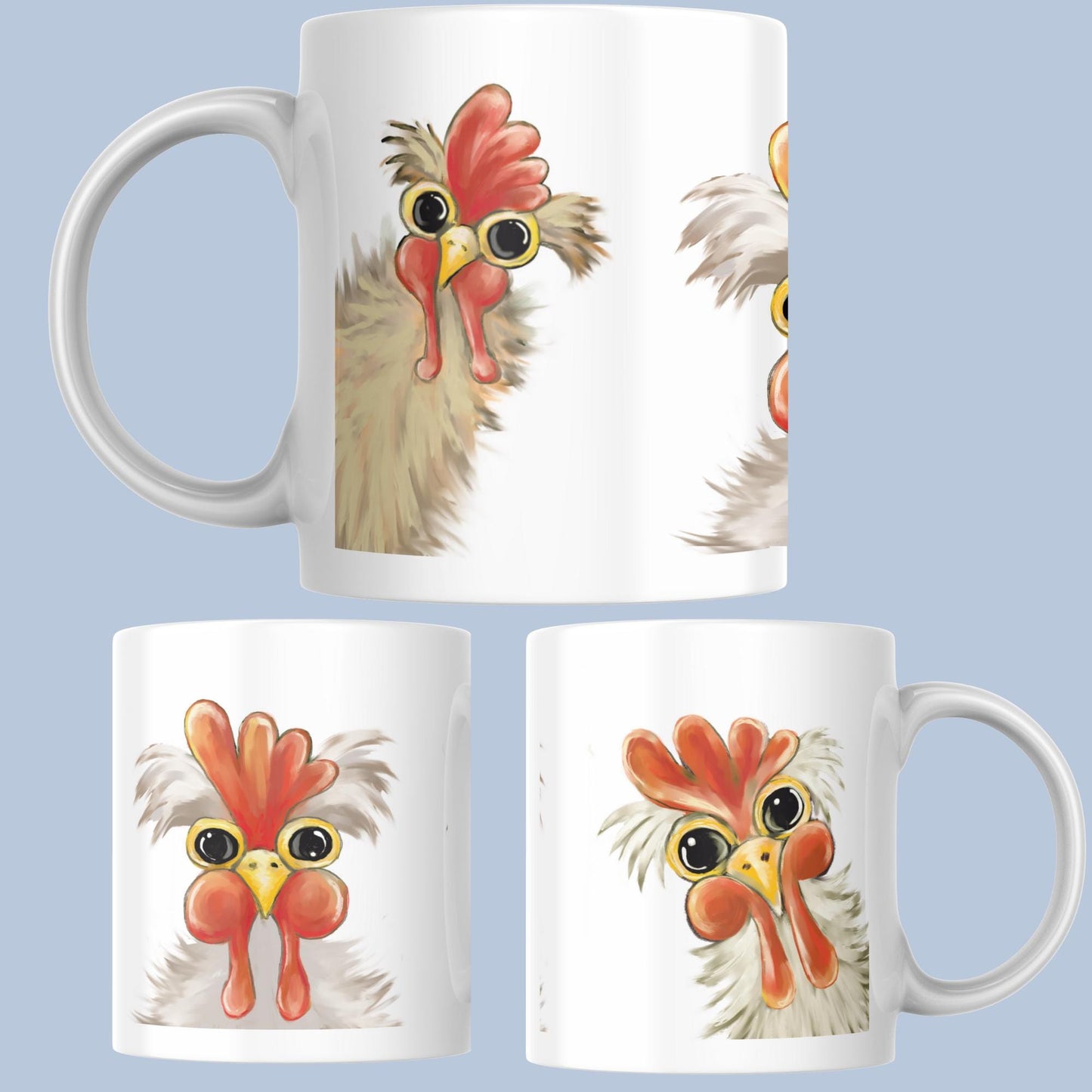 Funny Chicken Mug, Hen Mug, Quirky Chicken Art, Ornithologist Gift, Farming Gift Mug