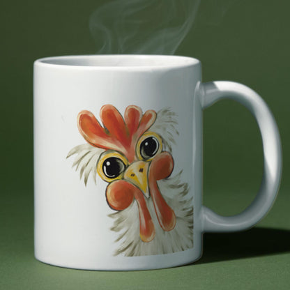Funny Chicken Mug, Hen Mug, Quirky Chicken Art, Ornithologist Gift, Farming Gift Mug